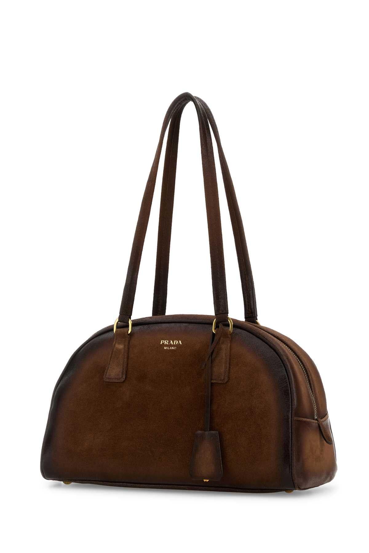 PRADA Calf Leather Shoulder Bag Brown