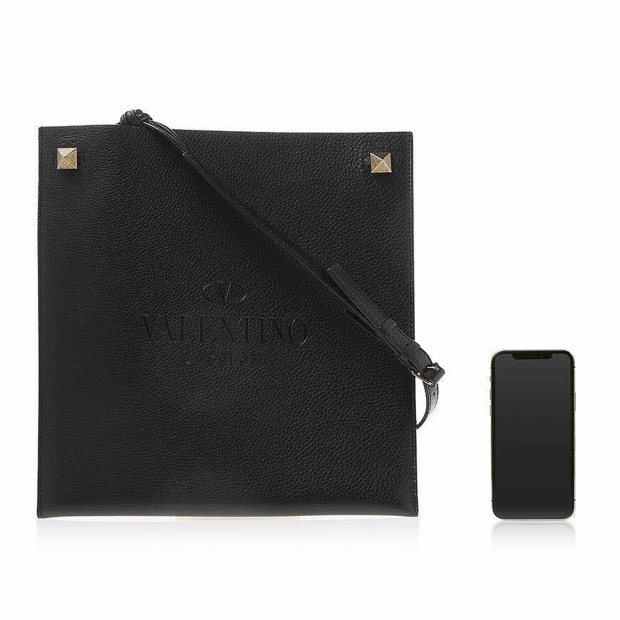VALENTINO Garavani Identity Leather Crossbody Bag Black Unisex