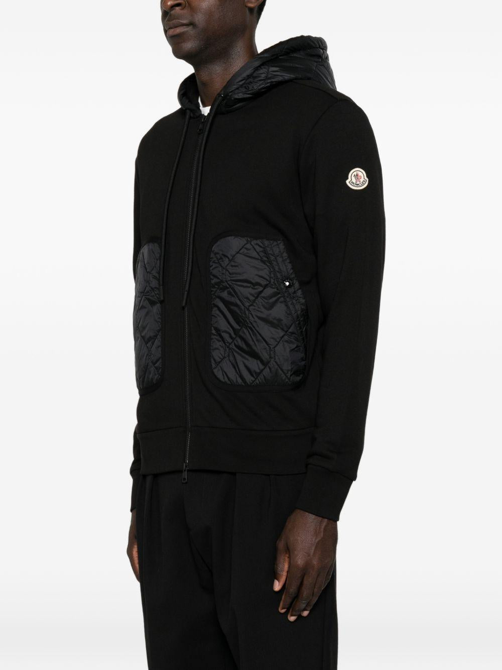 Moncler Black Cotton Zip Sweatshirt Jacket for Men