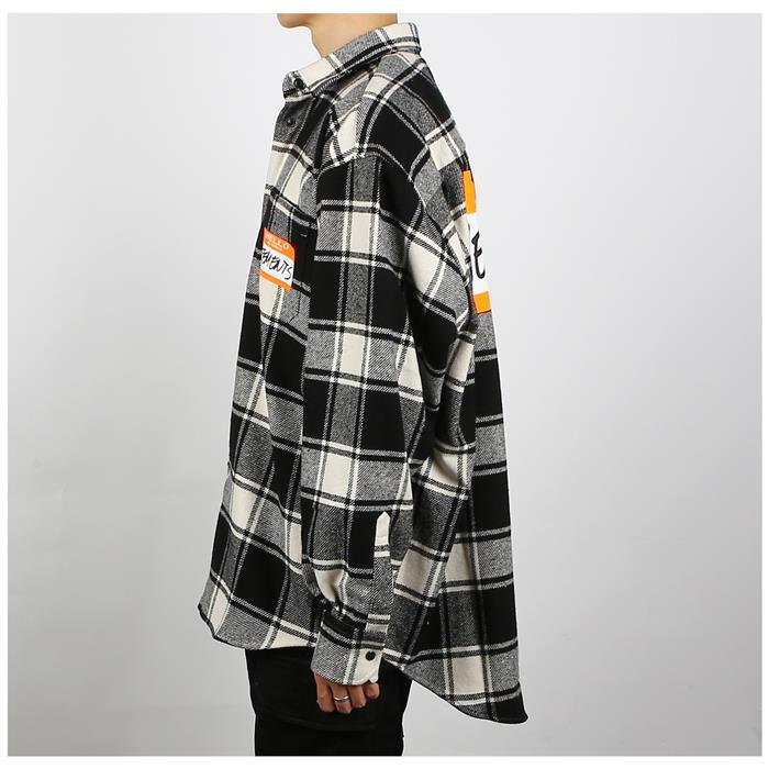 Vetements White Check Name Tag Long Sleeve Shirt