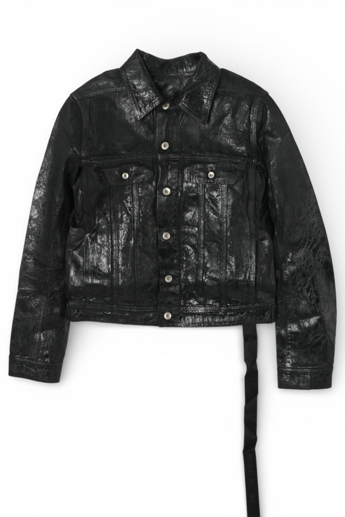 Rick Owens DRKSHDW Mega Crust Black Denim Slim Trucker Jacket DU02D2751 BMC 09