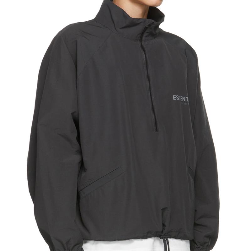 Fear of God Essentials Half-Zip Anorak Track Windbreaker Jacket Black