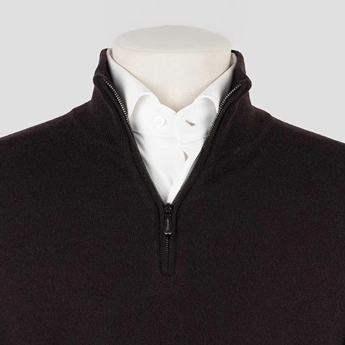 Drumohr Men’s Cashmere Knit Half-Zip Sweater Dark Brown