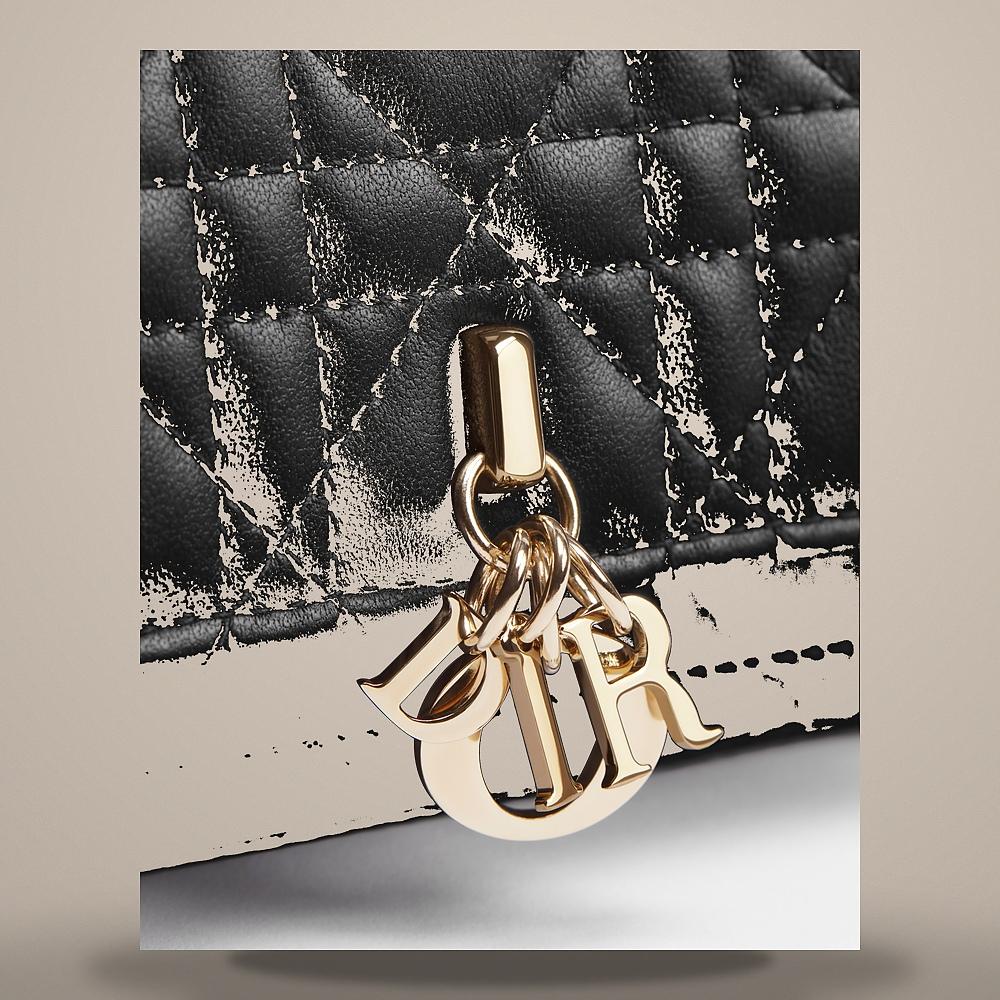 DIOR My Dior Glycine Black Cannage Lambskin Card Holder