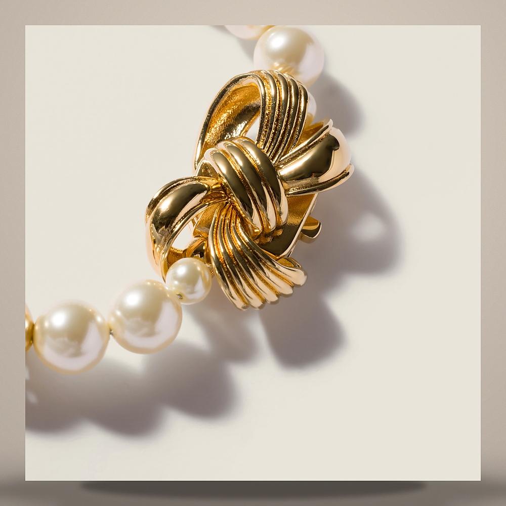Miu Miu Metal and Pearl Bracelet 5IB819 2G9N F0SAJ