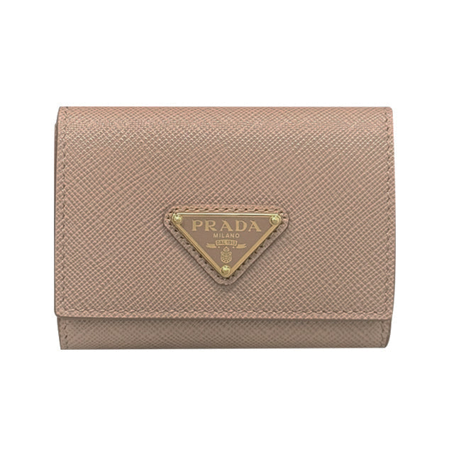 PRADA Saffiano Leather Bifold Wallet with Triangle Logo Navy Unisex