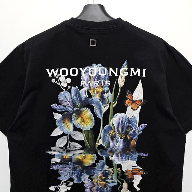 WOOYOUNGMI Flower Back Logo Short Sleeve T-Shirt Black Men’s