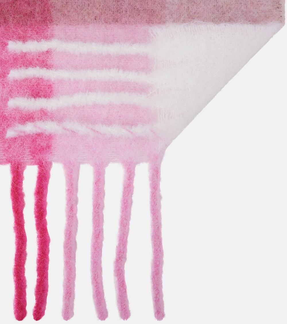 Acne Studios Alpaca Blend Check Scarf Pink Fuchsia White