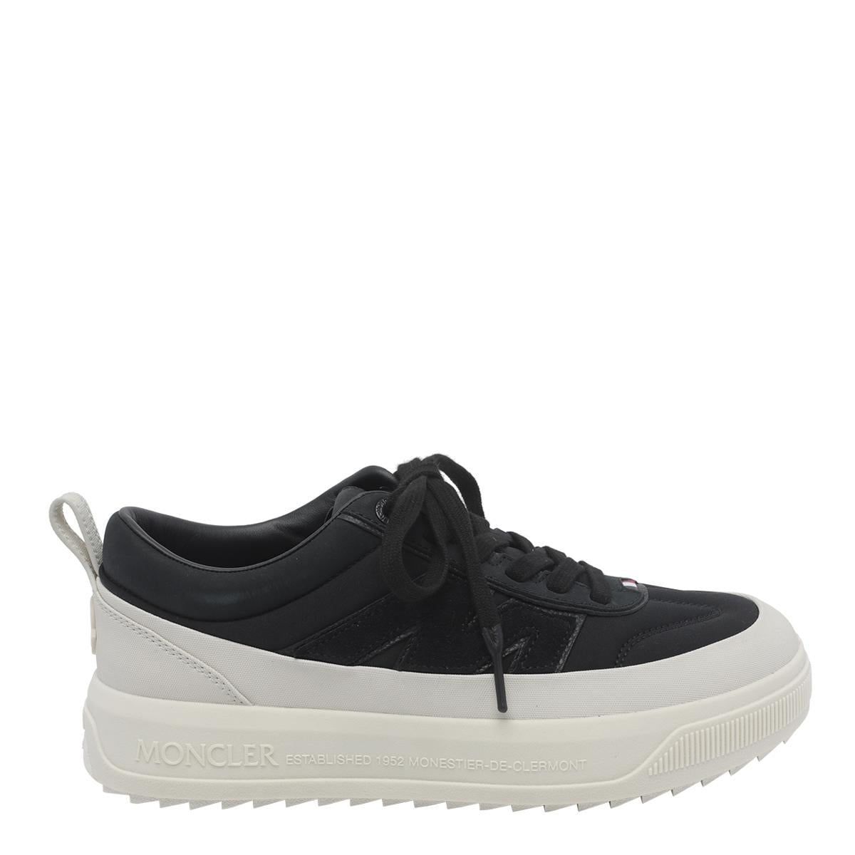 Moncler Black Leather Low-Top Sneakers