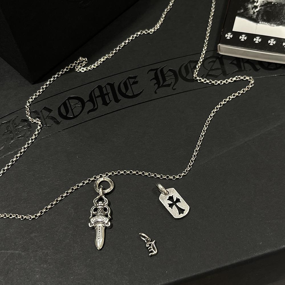 Chrome Hearts J Alphabet Pendant Charm Necklace Unisex Sterling Silver