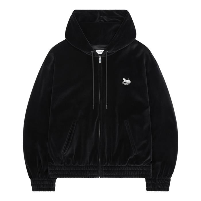 CELINE Velvet Jersey Loose Zip-Up Hoodie Jacket