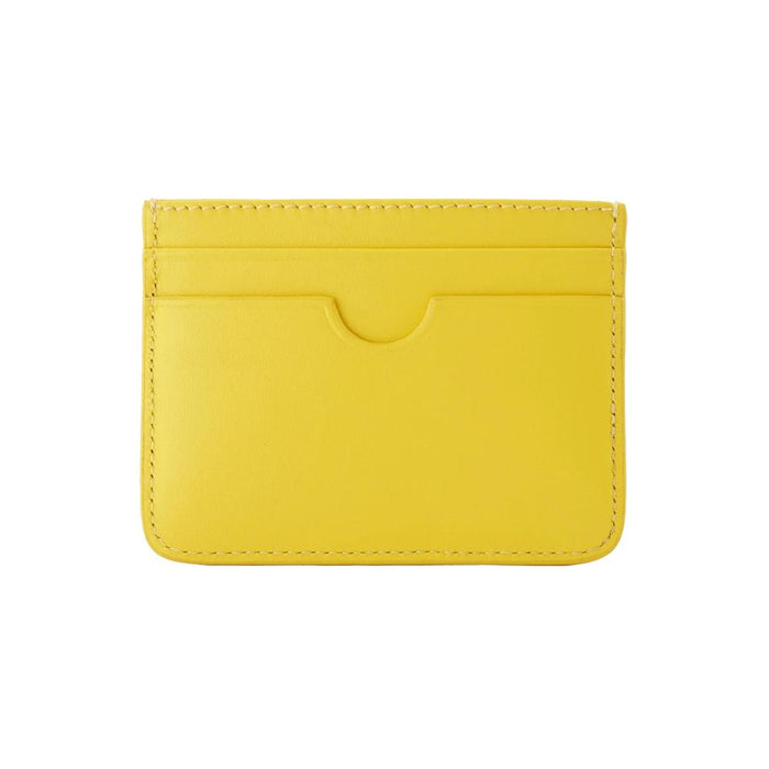 AMI Heart Logo Card Holder Pastel Yellow Leather Wallet
