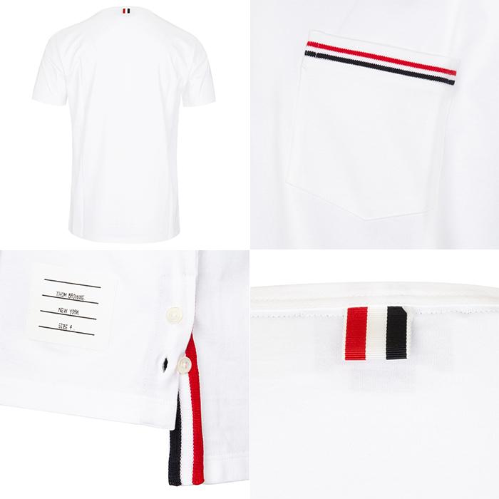 THOM BROWNE Tricolor Stripe Pocket T-Shirt White Men’s