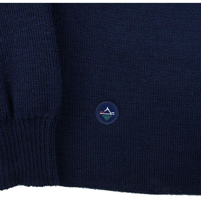 Saint James Men's Chevron Wool Navy Crewneck Sweater 0590