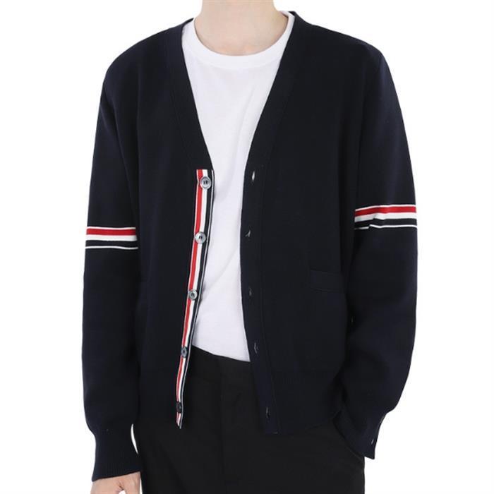 THOM BROWNE Milano Stitch V-Neck Cardigan Navy MKC 310A Y3007 415