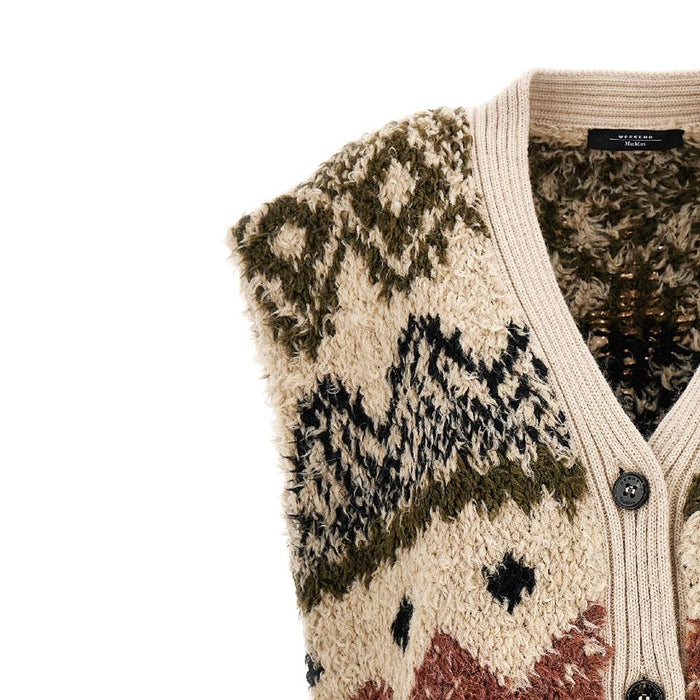 Max Mara Jacquard Knit Vest GIRO Round Neck 23FW
