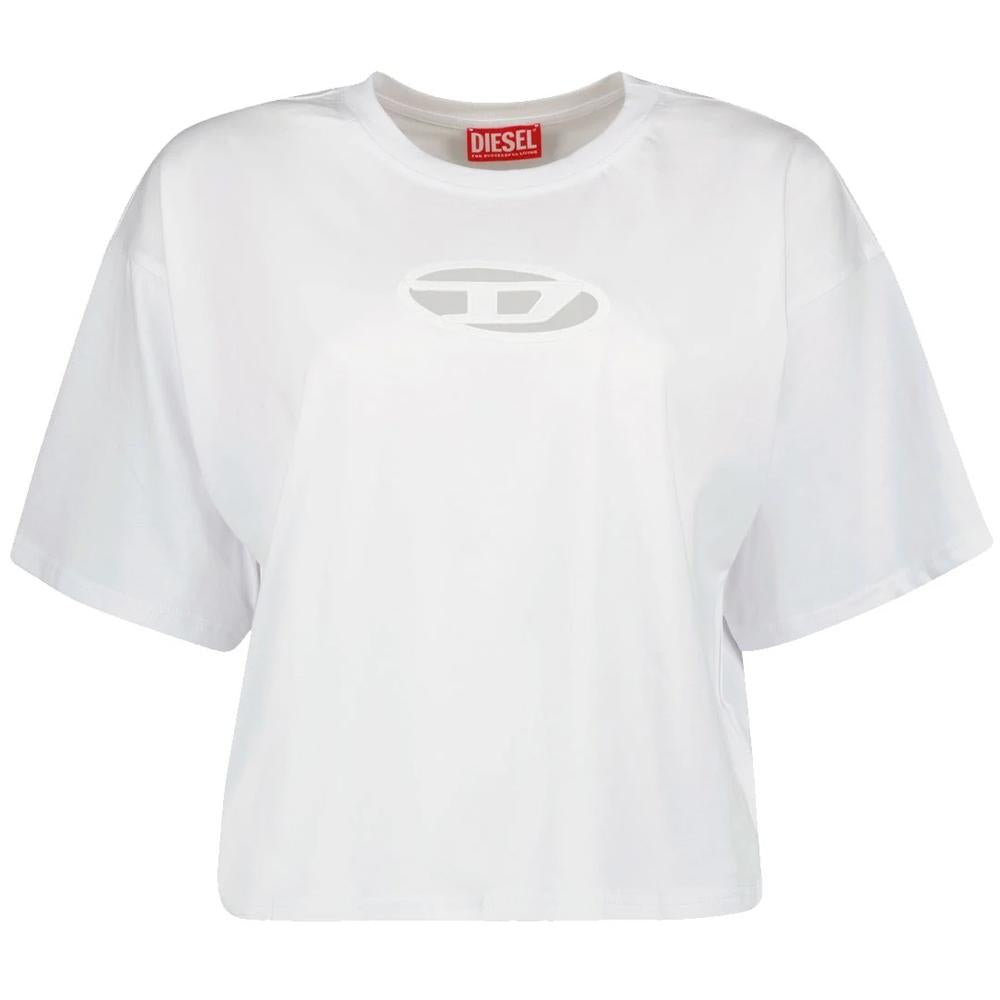 DIESEL Logo Crop T-Shirt White Women’s Cotton
