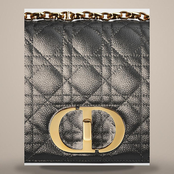 DIOR Caro Medium Shoulder Bag Black Supple Cannage Calfskin