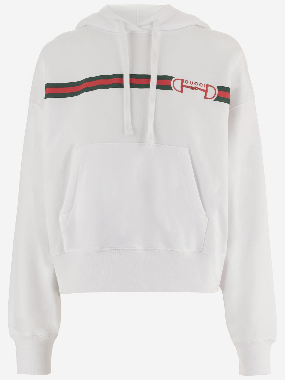 GUCCI Black Cotton Logo Print Hoodie for Women