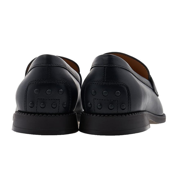 Tods Chain Detail Slip-On Loafers Black Leather