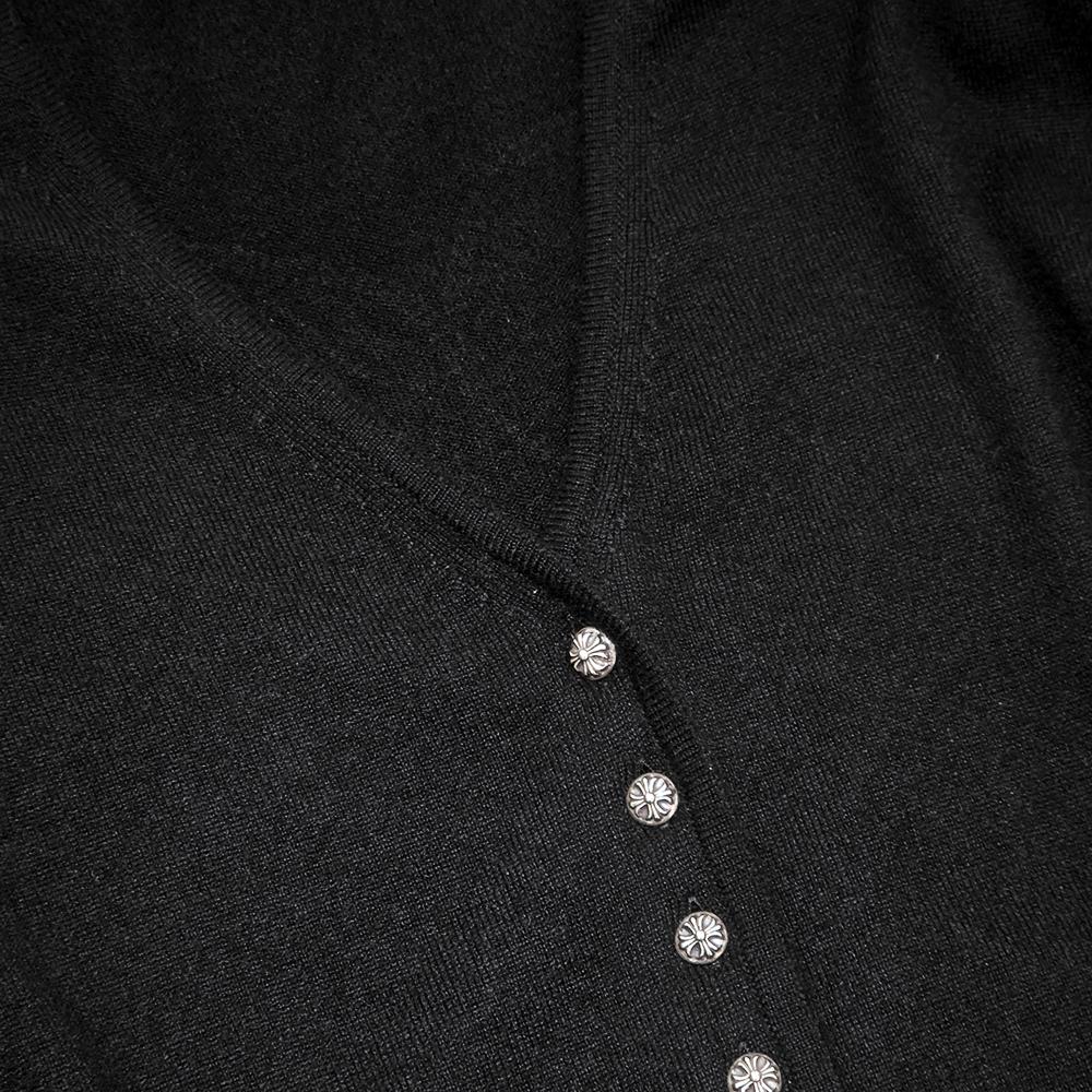Chrome Hearts Swarovski Rhinestone Cashmere Heart Cardigan Black Women