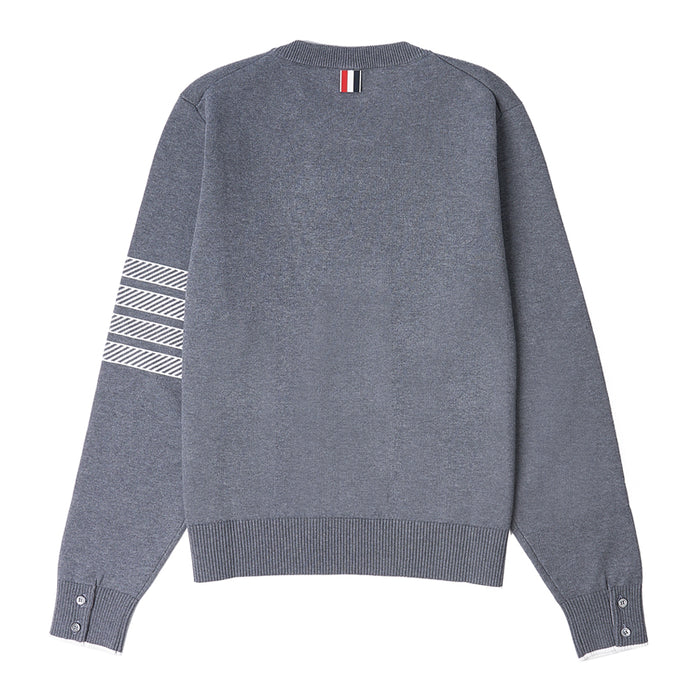 THOM BROWNE Anchor Jacquard Crewneck Knit Sweater Gray Men