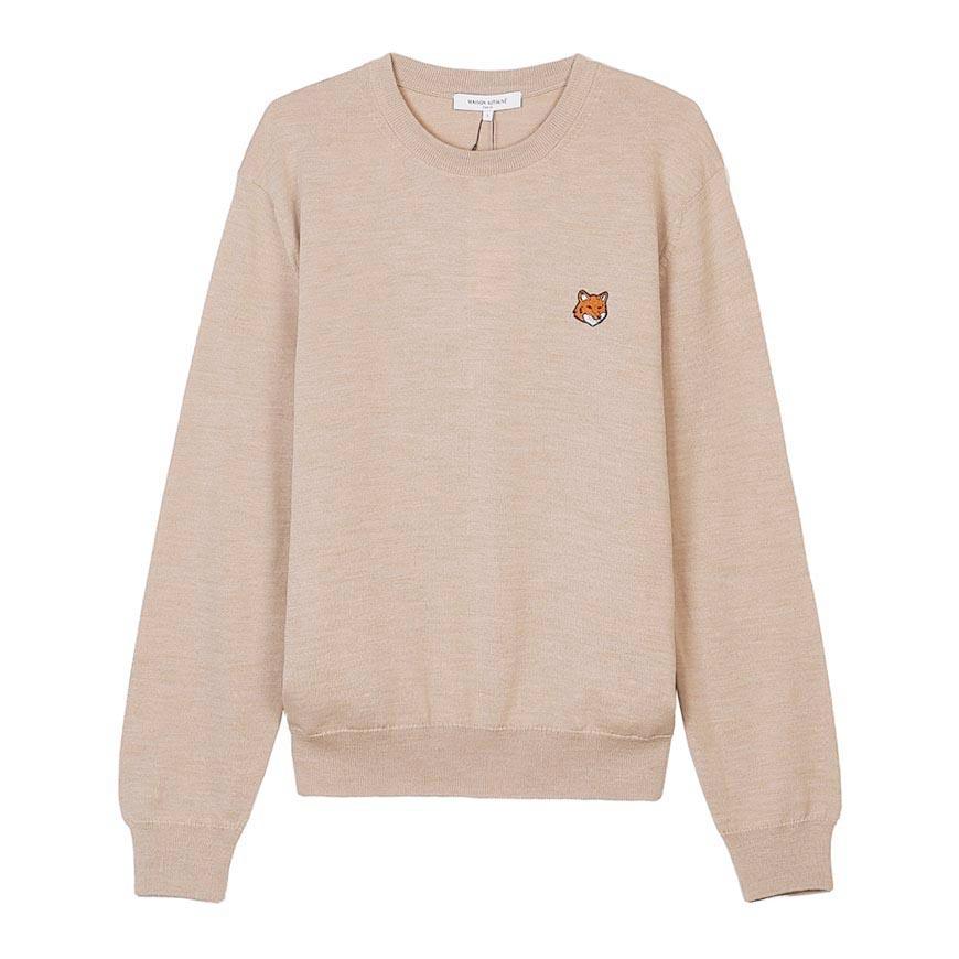 Maison Kitsune Men’s Fox Head Merino Wool Crewneck Sweater N PM00801 KT1181 0429