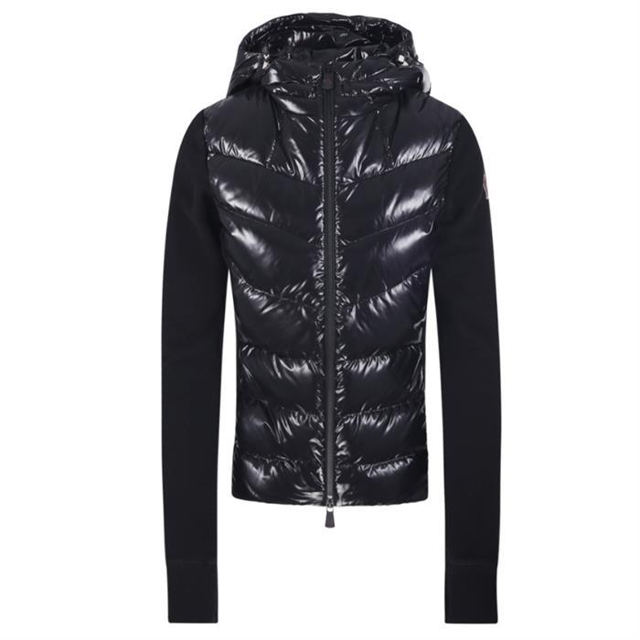 Moncler Grenoble Logo Patch Hooded Zip-Up Down Jacket Black