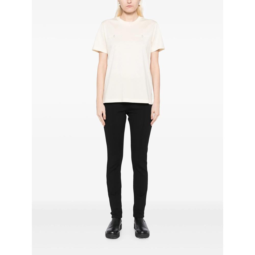 Moncler Logo Patch Short Sleeve T-Shirt for Women White Cotton