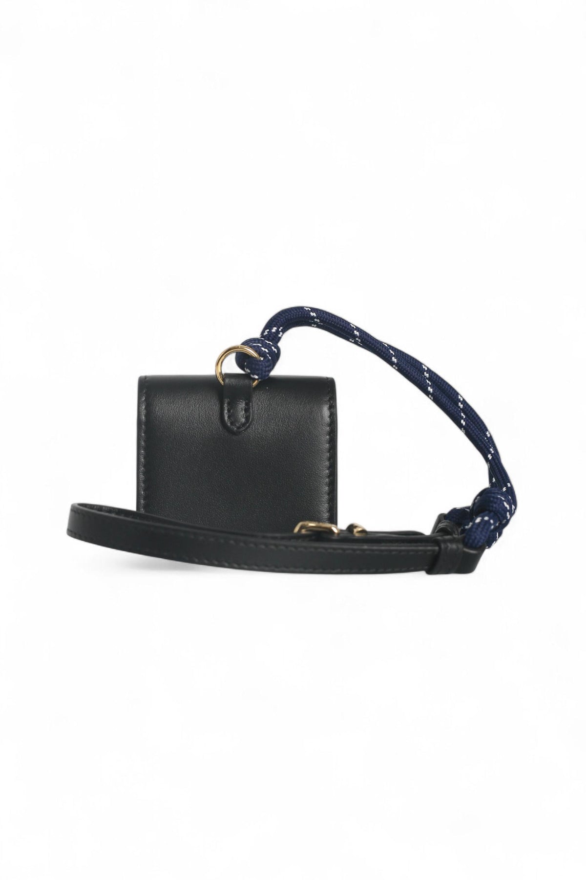 Miu Miu Leather Cord Trick Black Baltic Blue Bag 5TL515 ACRT F0G52
