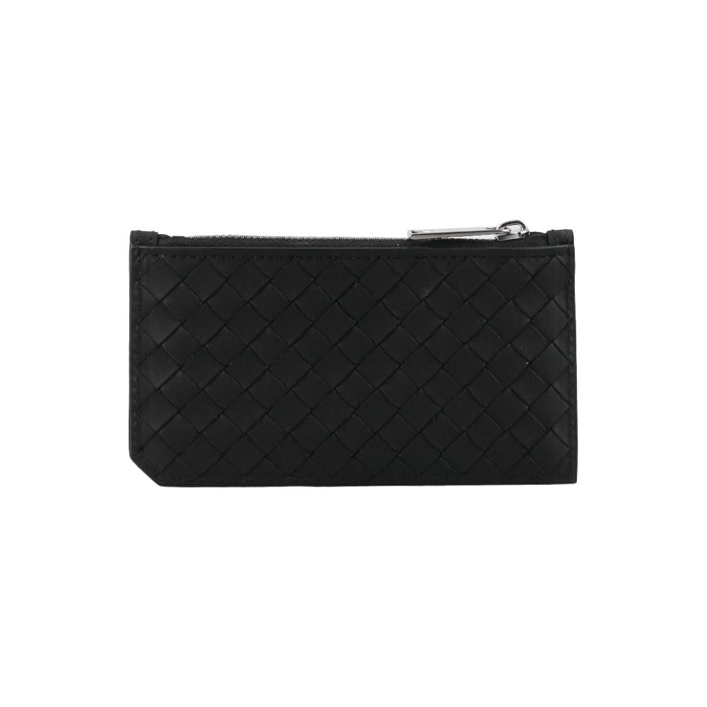 Bottega Veneta Zip Card Holder Leather Black Men's Wallet