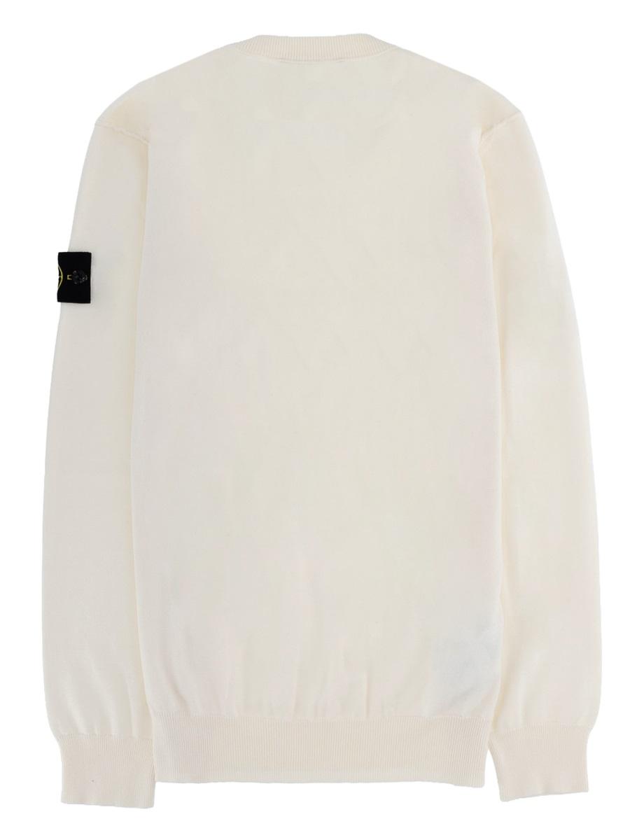 STONE ISLAND Black Cotton Crewneck Knit Sweater for Men