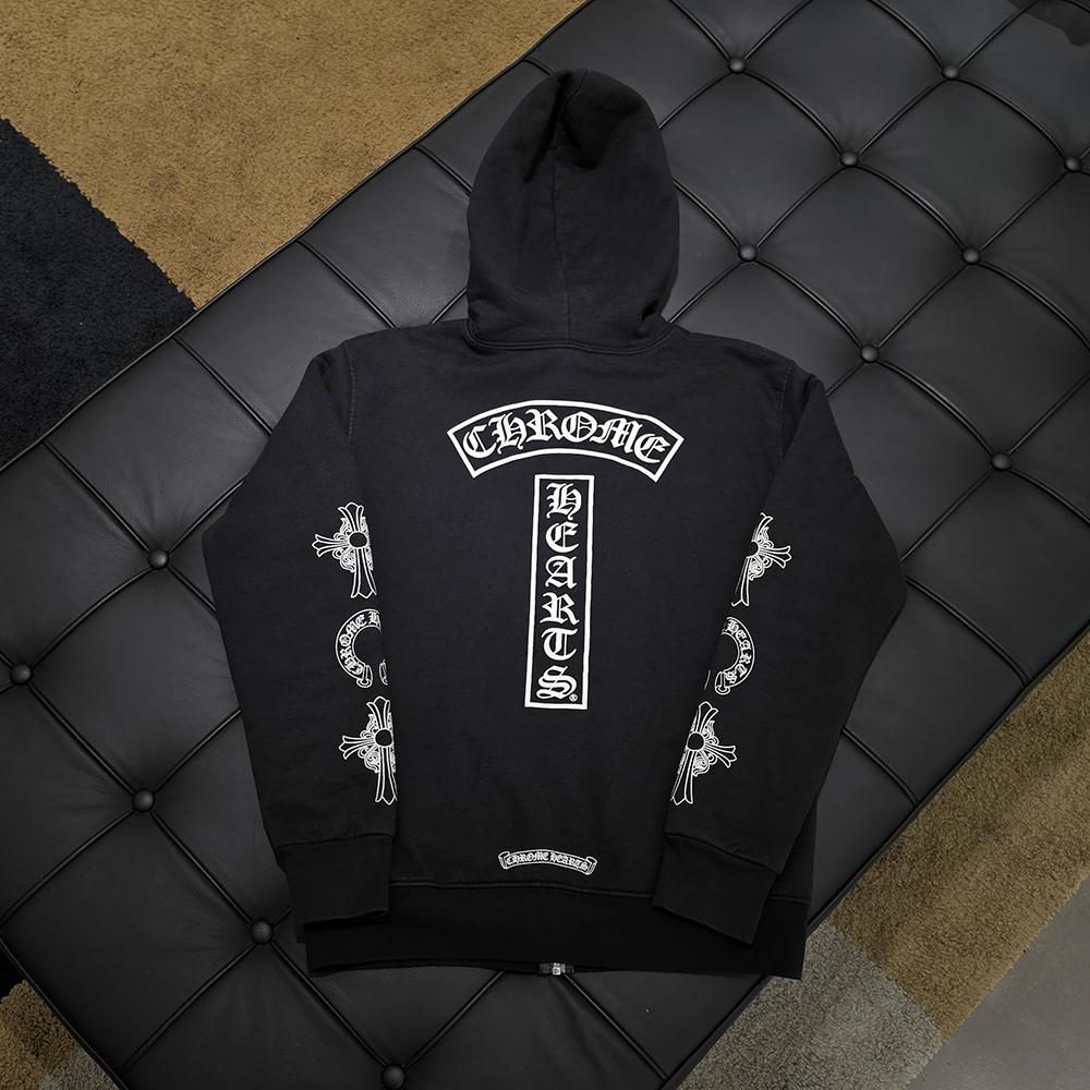 Chrome Hearts Horseshoe T Bar Zip Hoodie Black Unisex Clothing
