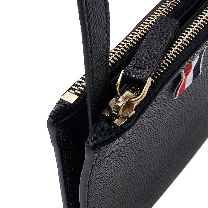 THOM BROWNE Pebble Leather Mini Crossbody Bag Black Men
