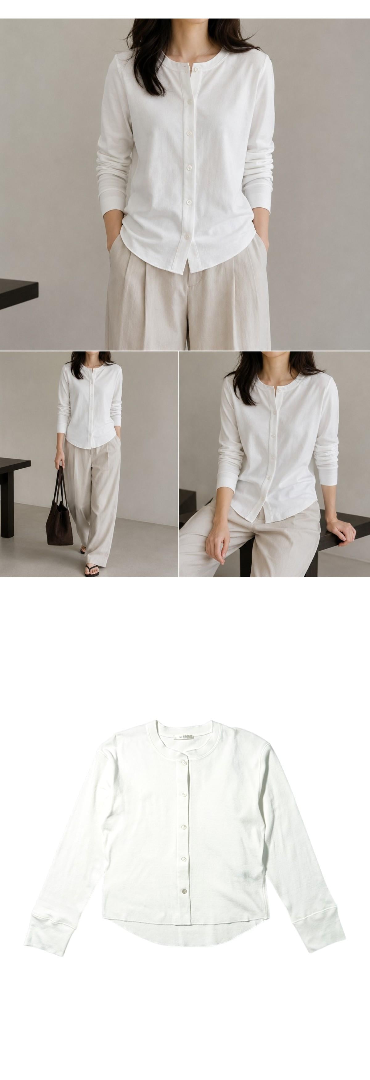The Row Japanese Cotton Henley Neck T-Shirt White