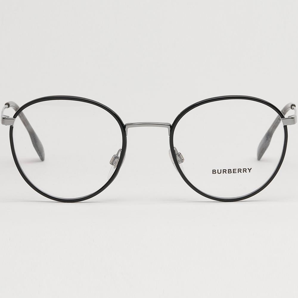 BURBERRY Black Round Metal Eyeglass Frames Unisex