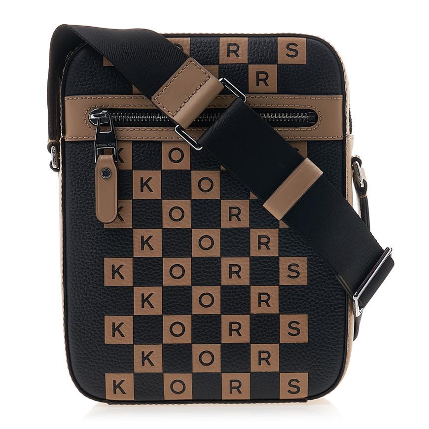 Michael Kors Men's Logo Print Crossbody Bag Black Leather