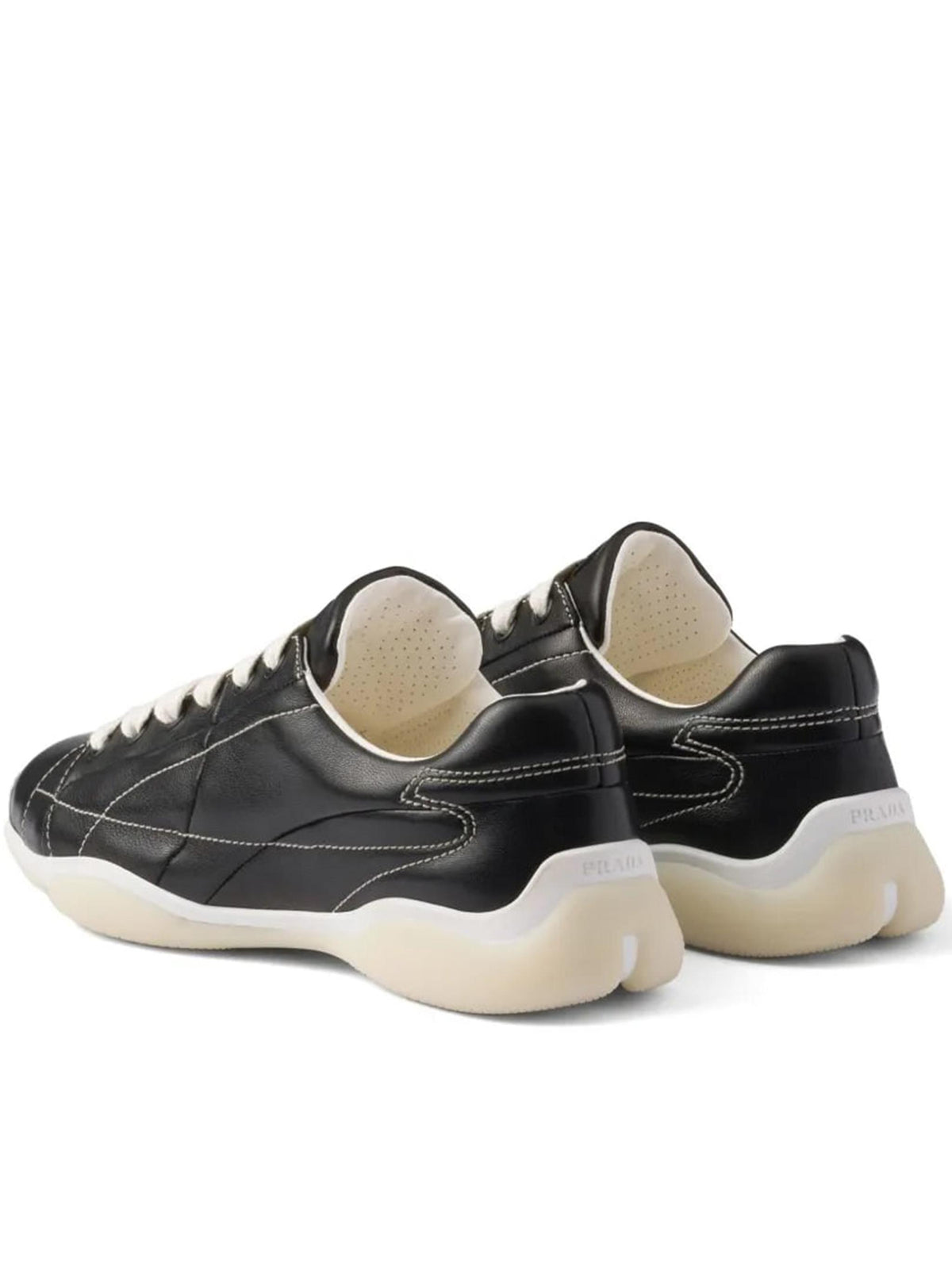 PRADA White Leather Low Top Sneakers