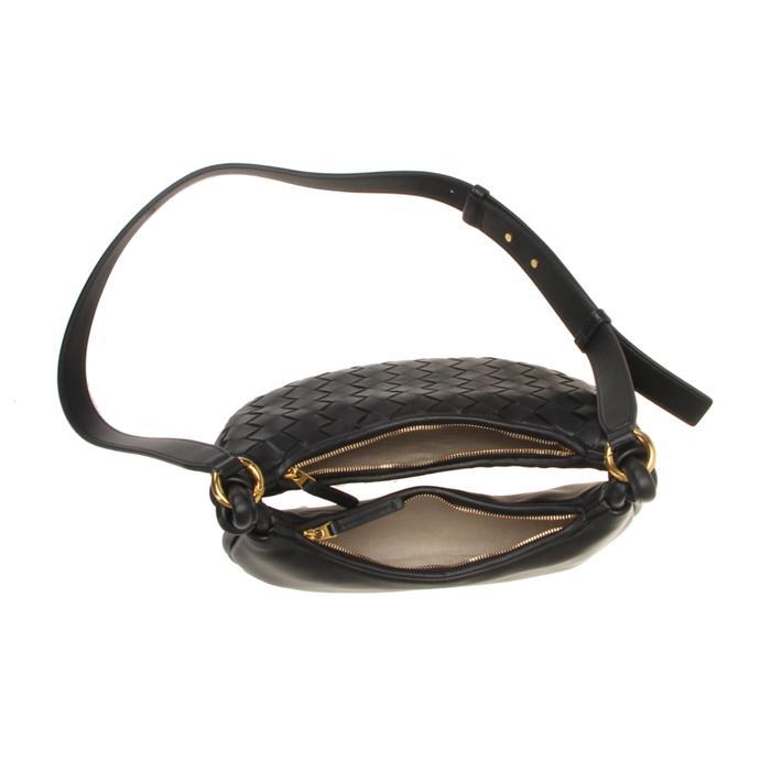 Bottega Veneta Black Leather Gemelli Messenger Shoulder Bag