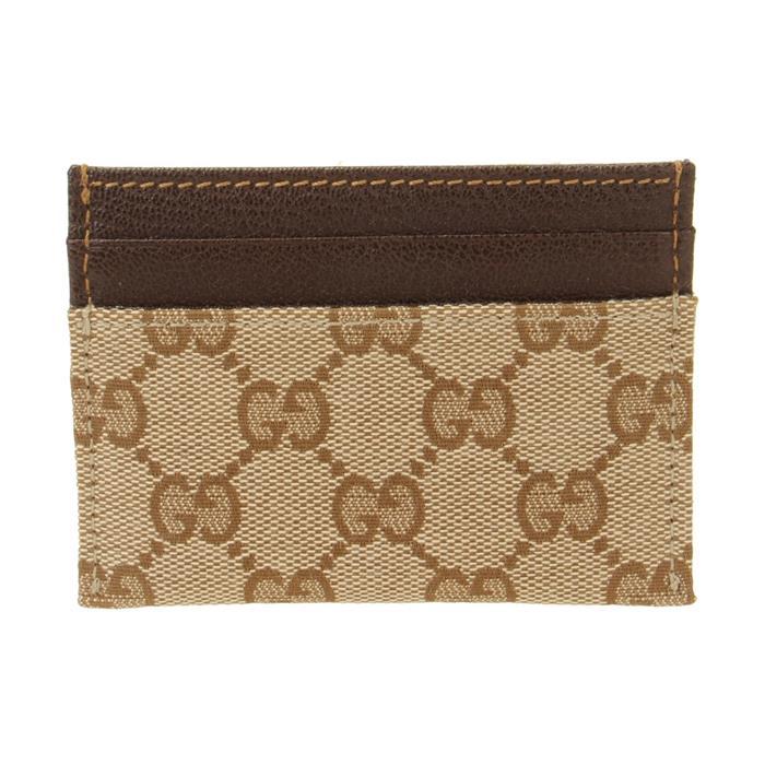 GUCCI Horsebit Leather Card Case Wallet Beige Brown