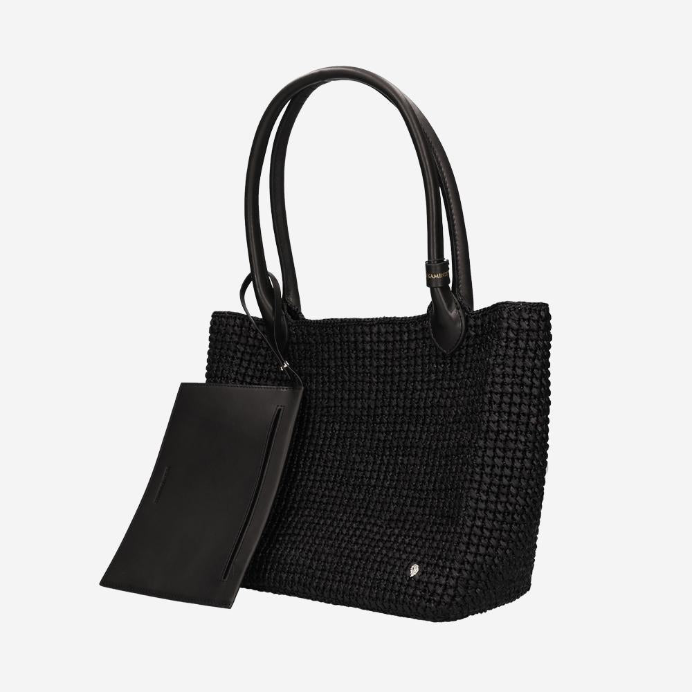HELEN KAMINSKI AMPARA Leather Tote Bag for Women 51966 CHARCOAL BLACK