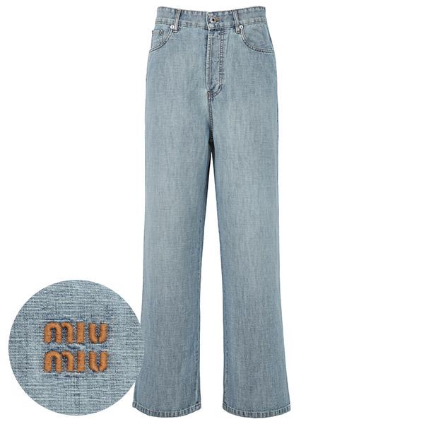 Miu Miu Light Blue Chambray Denim Pants GWP394 18JI F0076