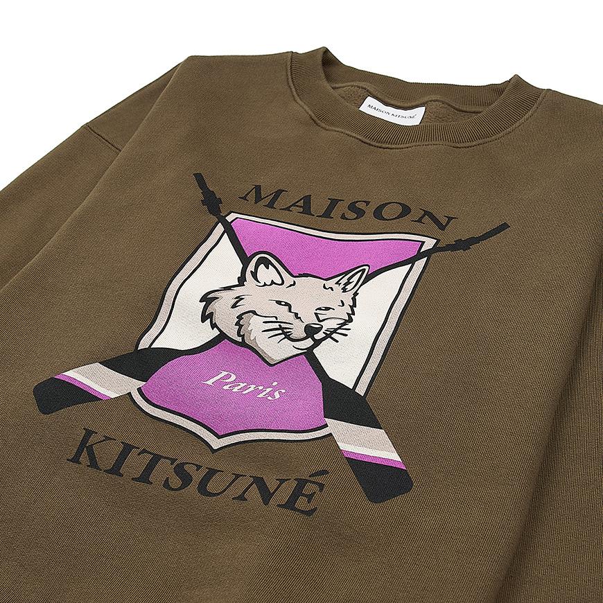 Maison Kitsune College Fox Print Comfort Sweatshirt for Wome LW00306KM0307 KHAKI