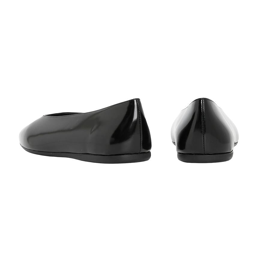 PRADA Brushed Leather Ballerina Women’s Flat Shoes Black