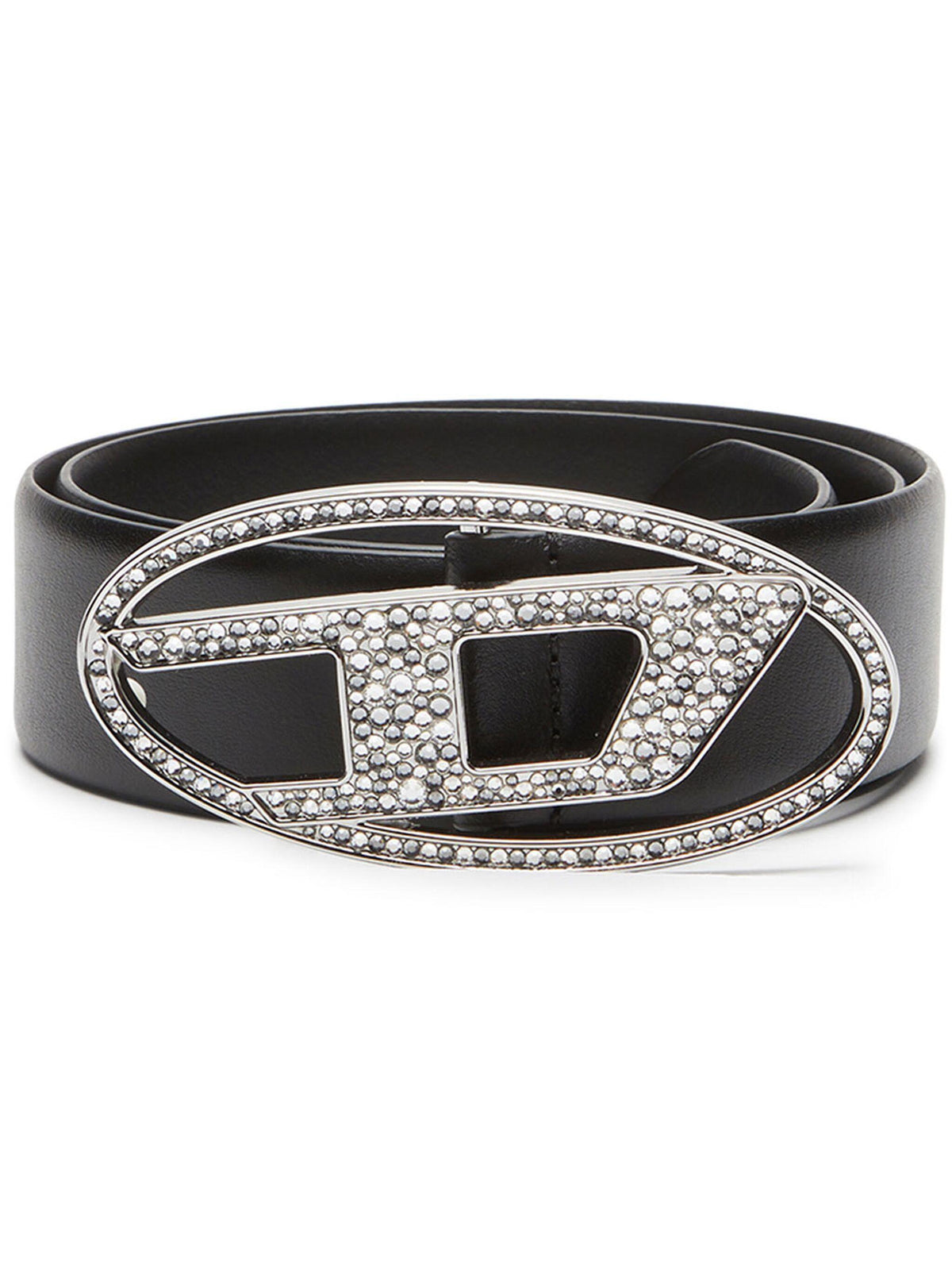 DIESEL Leather Belt for Women Black Fastening Buckle