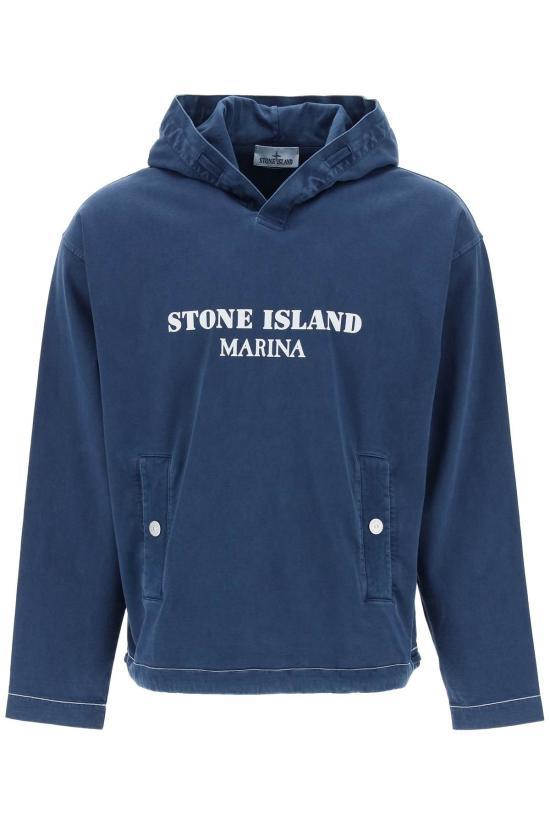STONE ISLAND Royal Blue Cotton Logo Hoodie Sweatshirt for Women 8015615 X2 V0127