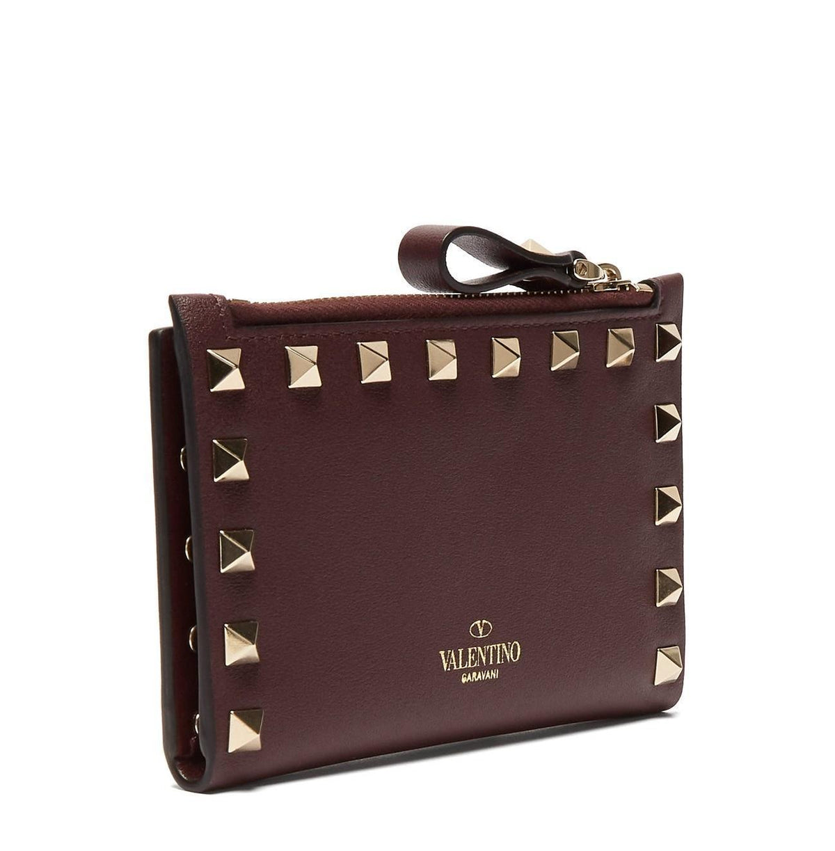 VALENTINO Rockstud Leather Zip Card Case Card Holder SW2P0605BOL