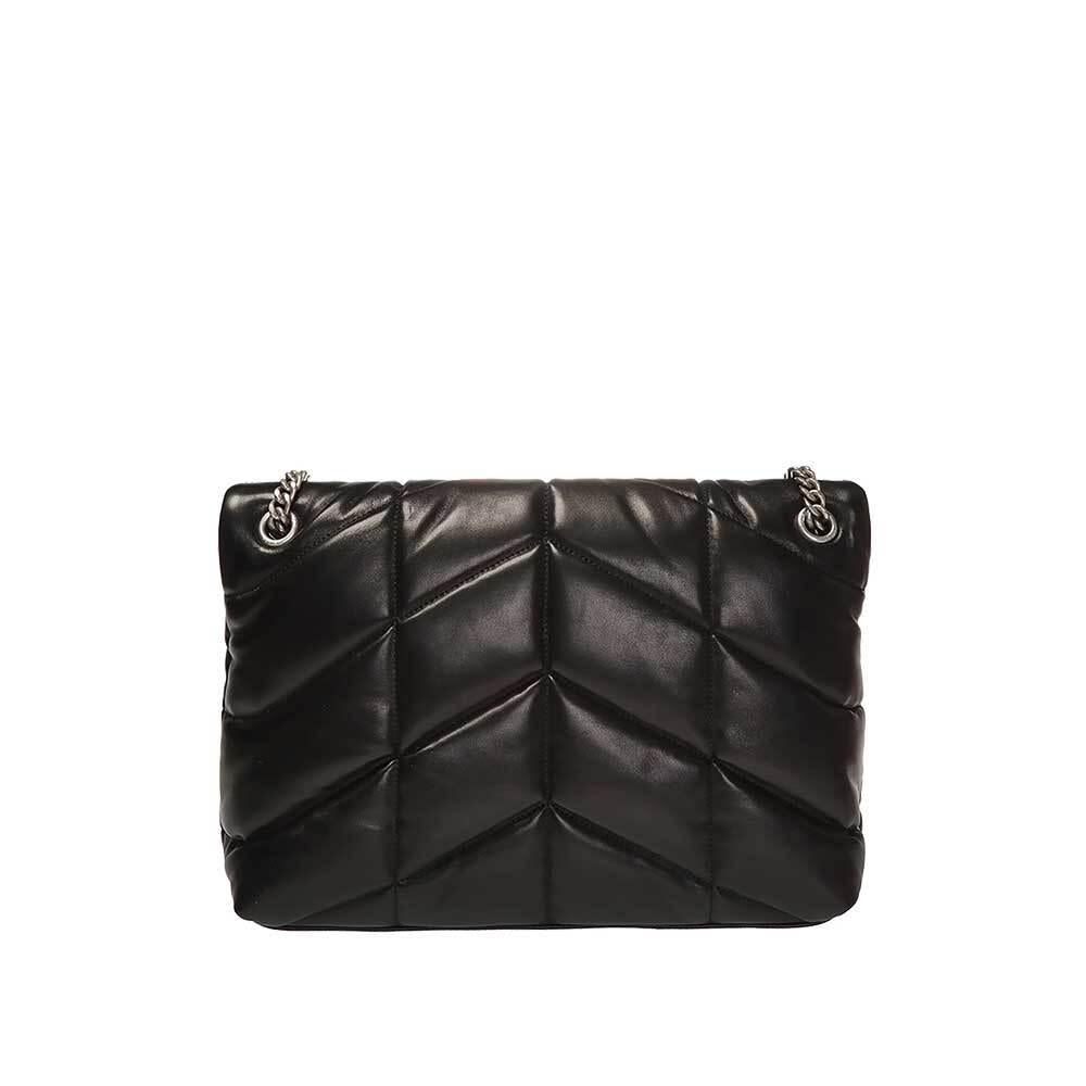 Saint Laurent Loulou Quilted Puffer Shoulder Bag Black Leather