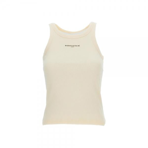 Maison Kitsune Lettering Logo Tank Top Noble Beige QW00600 KA0033 0063