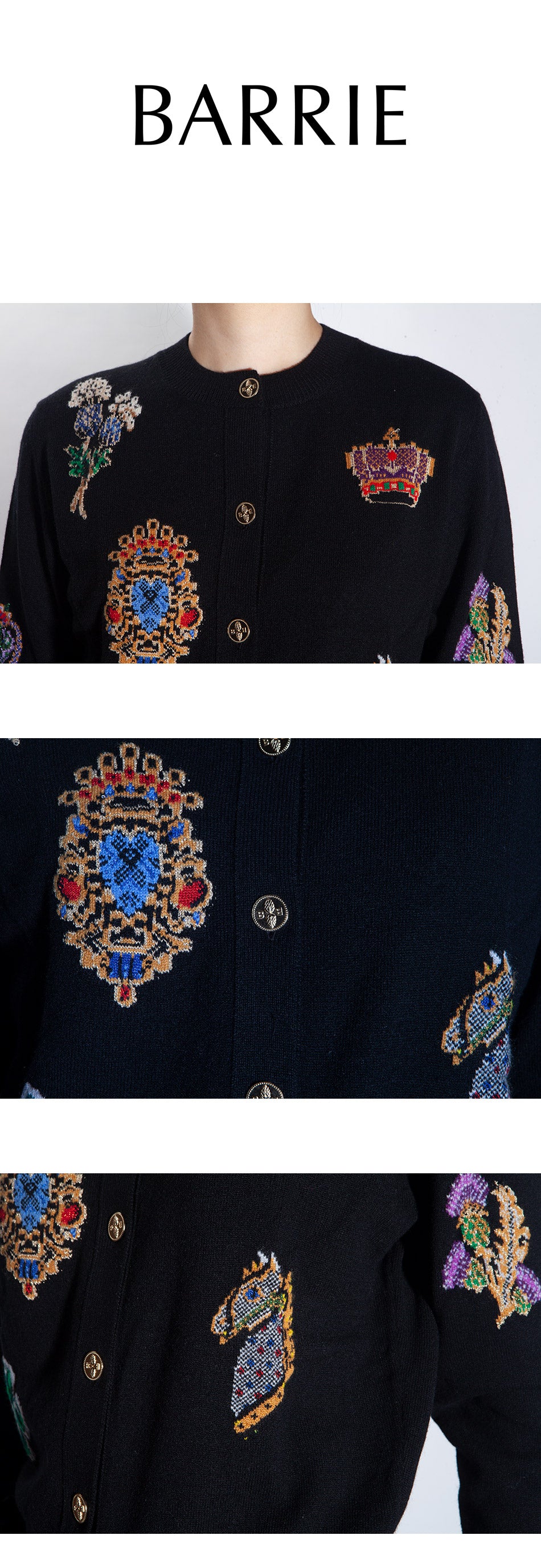 BARRIE Women's Scottish Symbol Cashmere Cardigan C197243